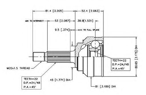 Шарнирный комплект, приводной вал VEMA 18219