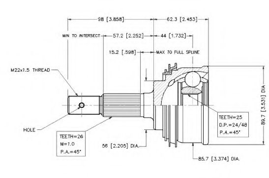 Шарнирный комплект, приводной вал VEMA 18426