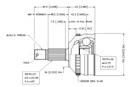 Шарнирный комплект, приводной вал VEMA 18557