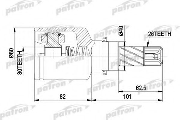 Шарнирный комплект, приводной вал PATRON PCV3032