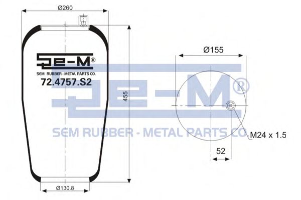 Кожух пневматической рессоры SEM LASTIK 72.4757.S2