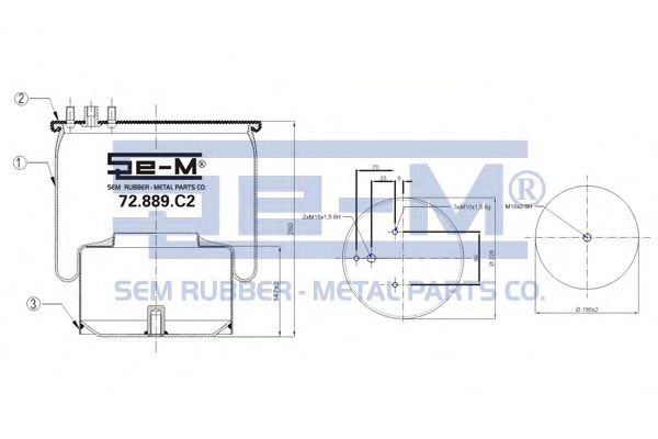 Кожух пневматической рессоры SEM LASTIK 72.889.C2