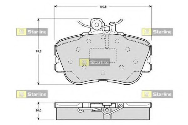 Комплект тормозных колодок, дисковый тормоз STARLINE BD S818P