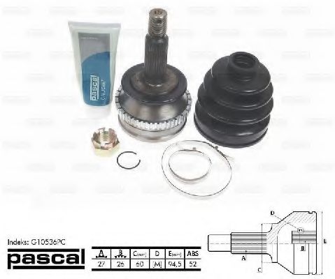 Шарнирный комплект, приводной вал PASCAL G10536PC