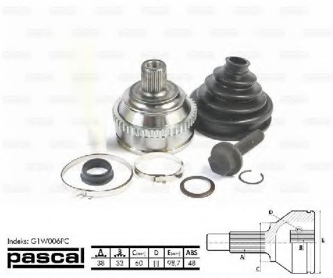 Шарнирный комплект, приводной вал PASCAL G1W006PC