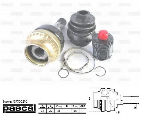Шарнирный комплект, приводной вал PASCAL G70002PC