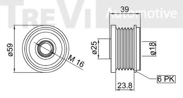 Механизм свободного хода генератора TREVI AUTOMOTIVE VP2PSU10A352CA