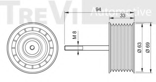 Натяжной ролик, поликлиновой  ремень TREVI AUTOMOTIVE TA1930