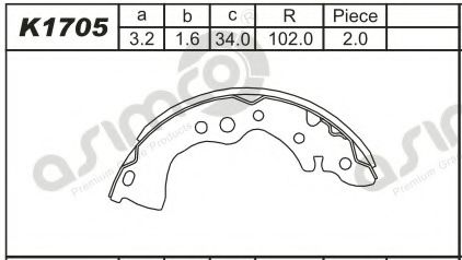 Комплект тормозных колодок ASIMCO K1705