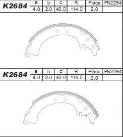 Комплект тормозных колодок ASIMCO K2684