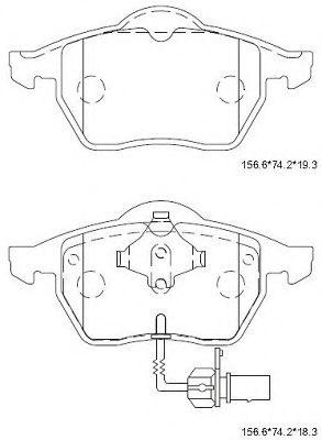 Комплект тормозных колодок, дисковый тормоз ASIMCO KD7558