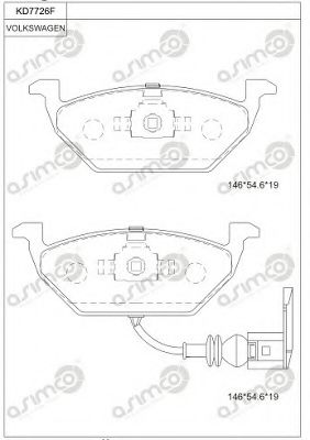 Комплект тормозных колодок, дисковый тормоз ASIMCO KD7726F