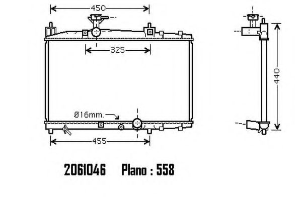Радиатор, охлаждение двигателя ORDONEZ 2061046