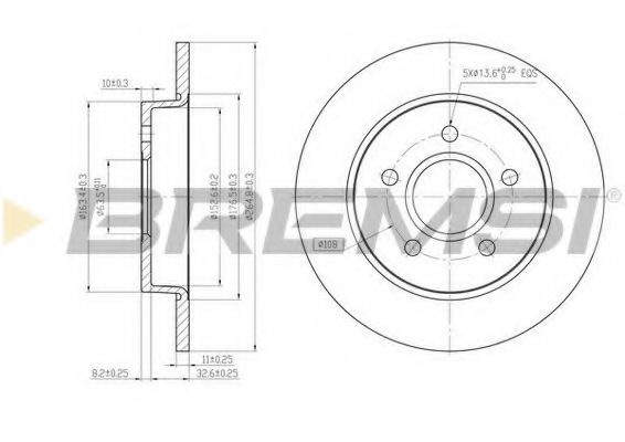 Тормозной диск BREMSI DBB226S