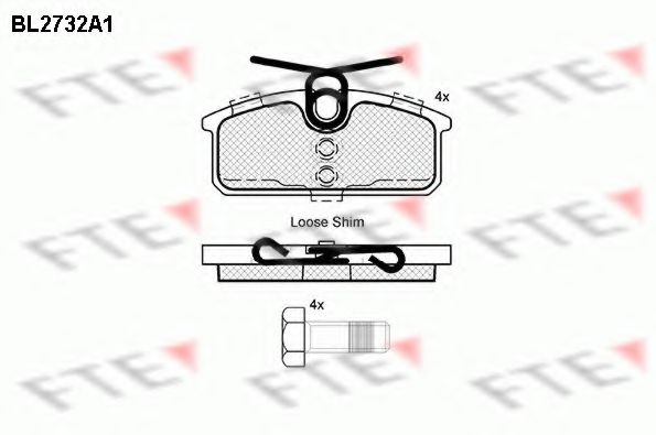 Комплект тормозных колодок, дисковый тормоз FTE BL2732A1