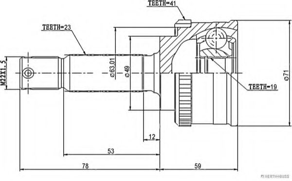 Шарнирный комплект, приводной вал HERTH+BUSS JAKOPARTS J2828116