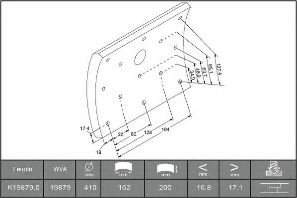 Комплект тормозных башмаков, барабанные тормоза FERODO K19879.0TG
