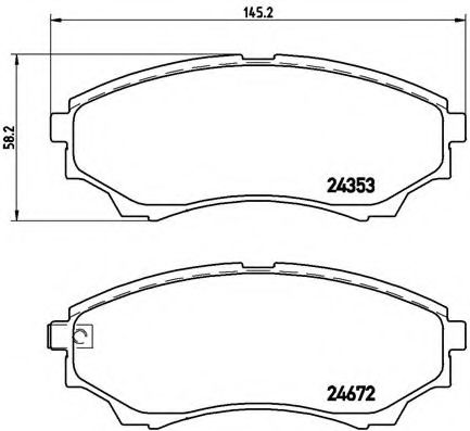 Комплект тормозных колодок, дисковый тормоз BREMBO P 24 086