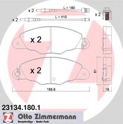 Комплект тормозных колодок, дисковый тормоз ZIMMERMANN 23134.180.1