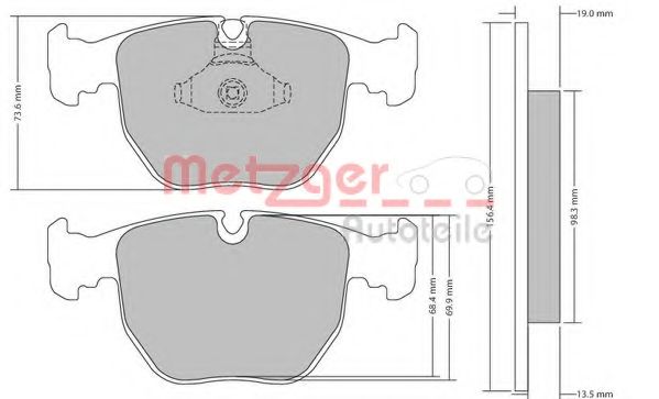 Комплект тормозных колодок, дисковый тормоз METZGER 21642