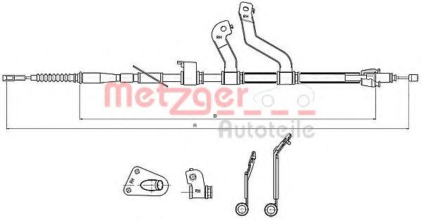 Трос, стояночная тормозная система METZGER 17.2580