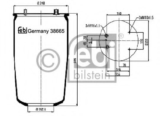 Кожух пневматической рессоры FEBI BILSTEIN 38665