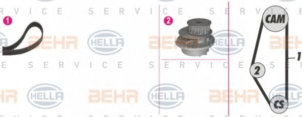 Водяной насос + комплект зубчатого ремня BEHR HELLA SERVICE 8MP 376 804-831