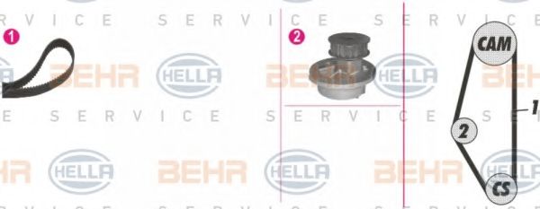 Водяной насос + комплект зубчатого ремня BEHR HELLA SERVICE 8MP 376 804-881