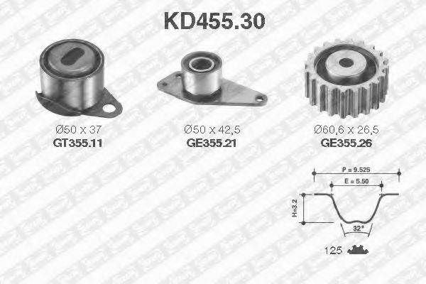 Комплект ремня ГРМ SNR KD455.30