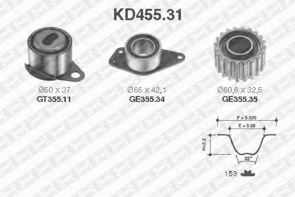 Комплект ремня ГРМ SNR KD455.31