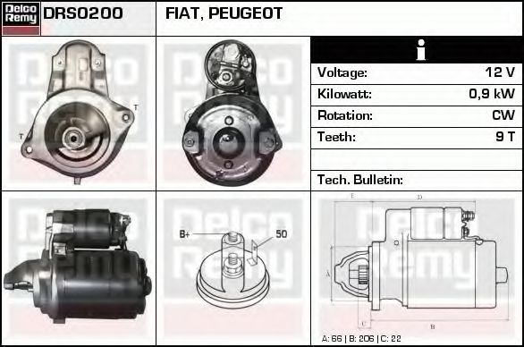 Стартер DELCO REMY DRS0200