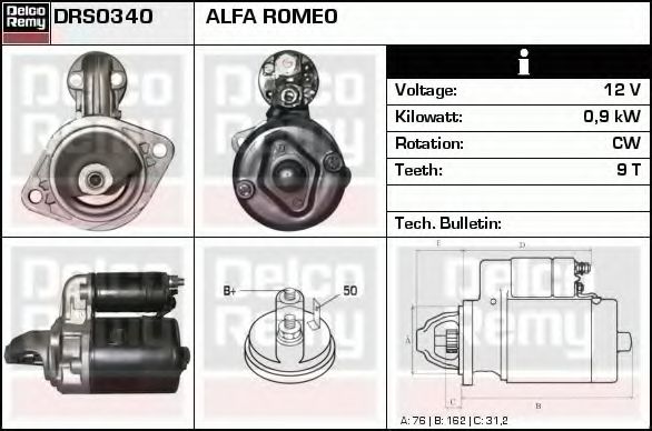 Стартер DELCO REMY DRS0340