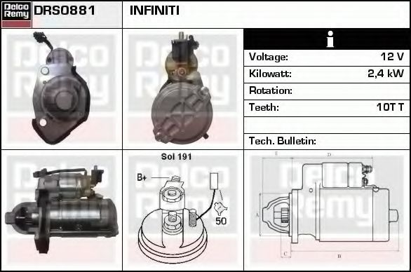 Стартер DELCO REMY DRS0881