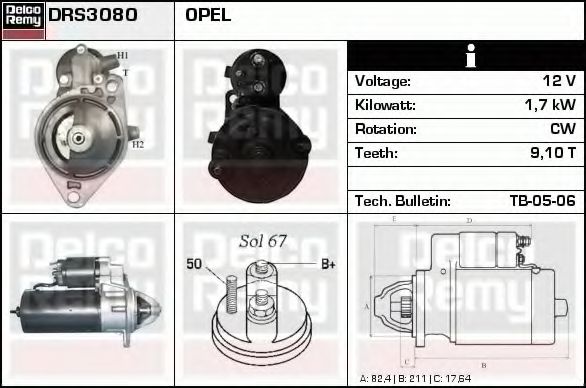 Стартер DELCO REMY DRS3080