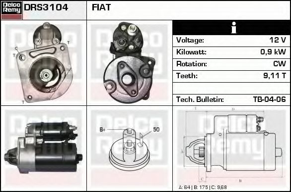 Стартер DELCO REMY DRS3104