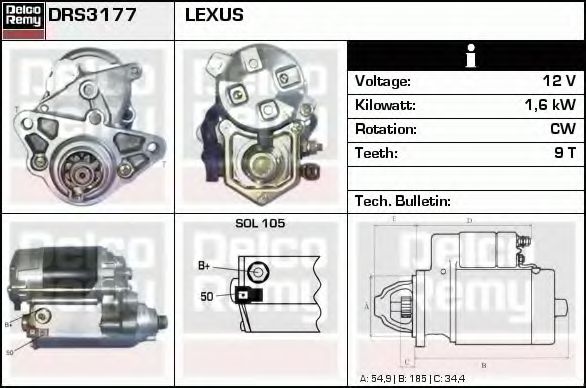 Стартер DELCO REMY DRS3177
