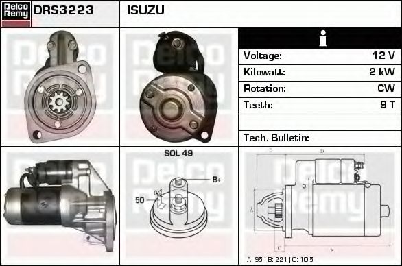 Стартер DELCO REMY DRS3223