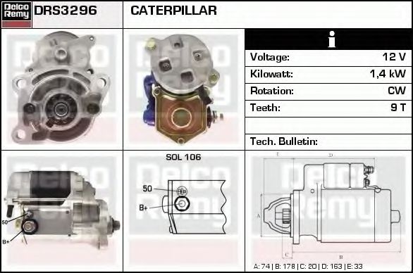 Стартер DELCO REMY DRS3296
