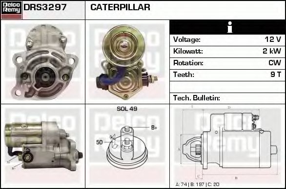 Стартер DELCO REMY DRS3297