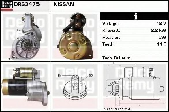 Стартер DELCO REMY DRS3475