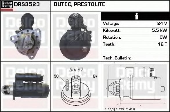 Стартер DELCO REMY DRS3523