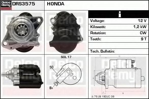 Стартер DELCO REMY DRS3575