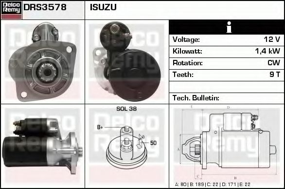 Стартер DELCO REMY DRS3578