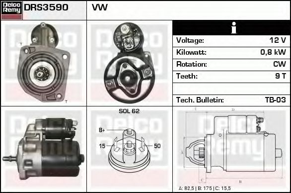 Стартер DELCO REMY DRS3590