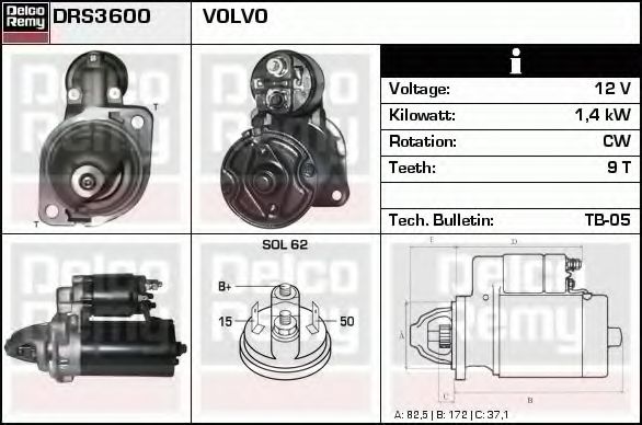 Стартер DELCO REMY DRS3600