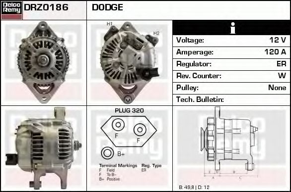 Генератор DELCO REMY DRZ0186