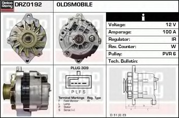Генератор DELCO REMY DRZ0192