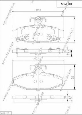 Комплект тормозных колодок, дисковый тормоз NPS S361G01