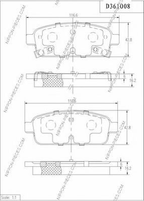 Комплект тормозных колодок, дисковый тормоз NPS D361O08