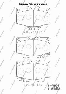 Комплект тормозных колодок, дисковый тормоз NPS 36887